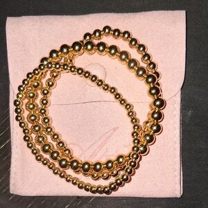 Elegant Gold Filled Beaded Stretch Bracelet Set